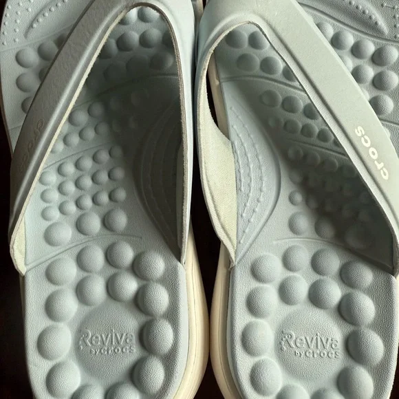 CROCS Baby Blue Reviva Flip Flops - Picture 3 of 4